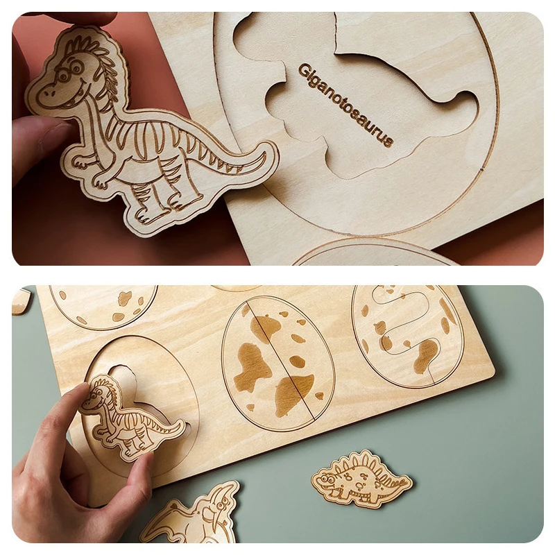 Montessori Dinosaur Mushroom Wooden Puzzles Life Cycle Toy Plant Growth Cycle Science Teaching Aids Learning Education Toys Gift 4