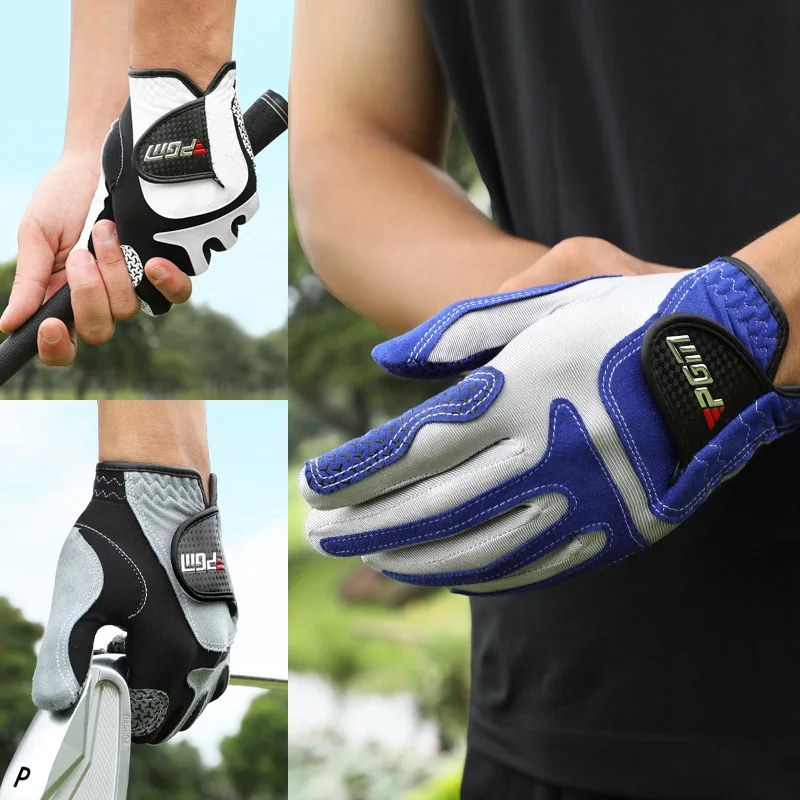 PGM Golf Gloves Men's Elastic Magic Gloves Non slip Breathable Microfiber Cloth Gloves Single Left Hand Blue/White/Grey ST037 2