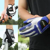 PGM Golf Gloves Men's Elastic Magic Gloves Non slip Breathable Microfiber Cloth Gloves Single Left Hand Blue/White/Grey ST037 2