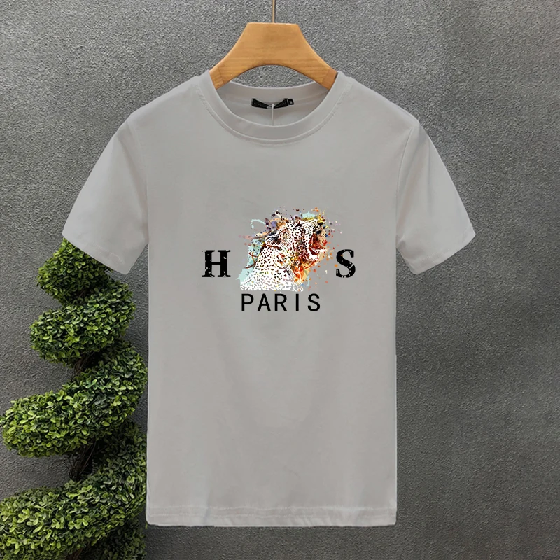 Paris Lion 100 % Baumwolle, hochwertiger Druck, Paar-T-Shirts, Sommer-Haruku für Männer/Frauen, kurzärmeliges T-Shirt, asiatische Größe_voghion.com