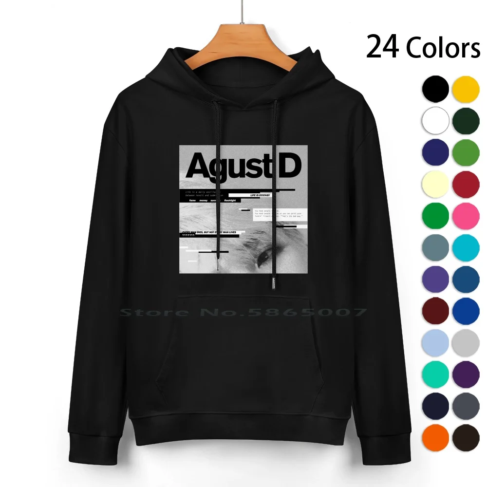 

Agust D Pure Cotton Hoodie Sweater 24 Colors Suga K Pop Min Yoongi August D Aesthetic Tumblr Grunge Black Korea Anime Japan