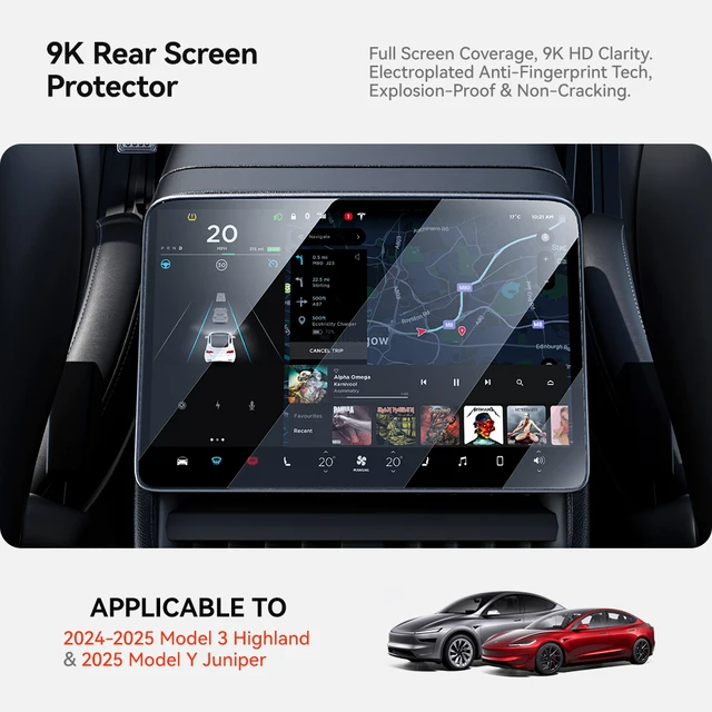 YZ For Tesla Model Y Juniper 2025 Model 3 Highland Rear Row Center Control Screen HD Film Protection Screen Protecto Accessories 2