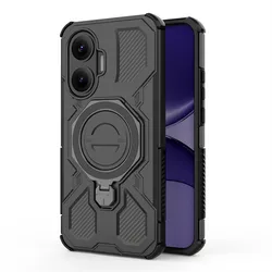 Luxury Magnetic Armor Case - Shockproof Magsafe Wireless Charging Cover for Poco F7 Pro (Dark Black)