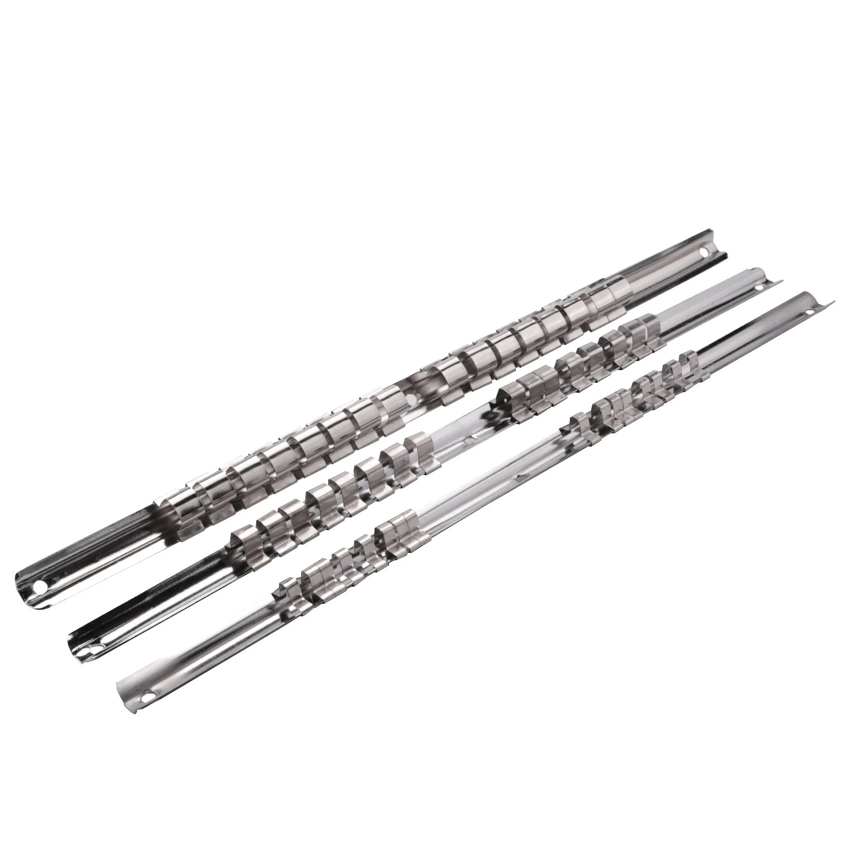 YFYS 3Pcs 소켓 랙 홀더 1/4인치 3/8인치 1/2인치 레일에 16개의 클립이 있는 도구 정리함 보관함