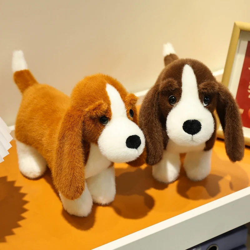 35cm Adorable Dachshund Plush Toy - Soft Lifelike Standing Cartoon Dog for Room Desktop Decor Funny Kid Gift