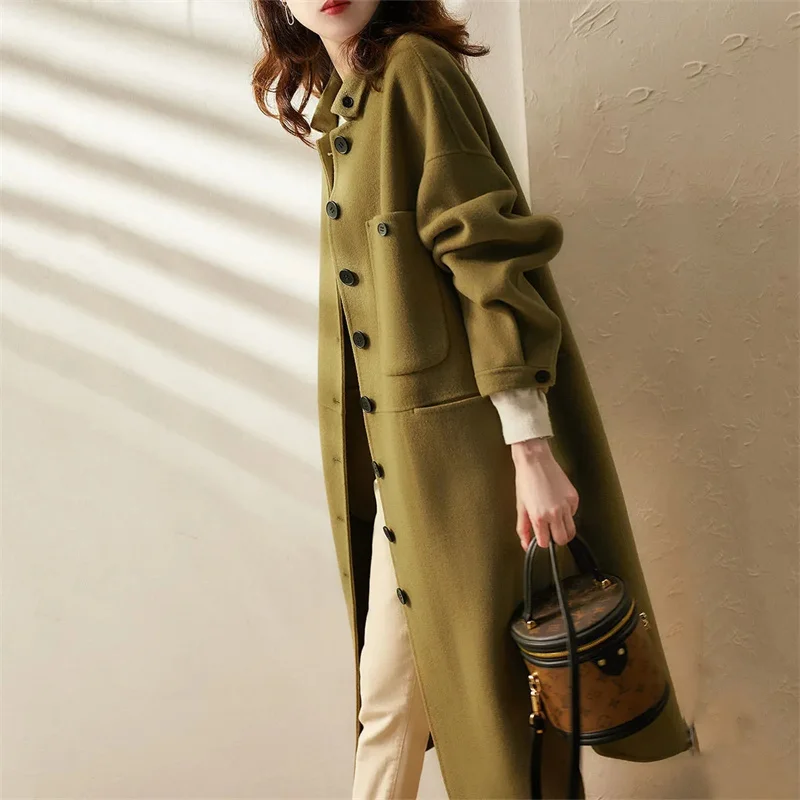 The Main Adore Simple Women's Jacket 2022 Spring Autumn New Temperament Woolen Coat Slimming Shirt Mid-Length Coat Women Commute