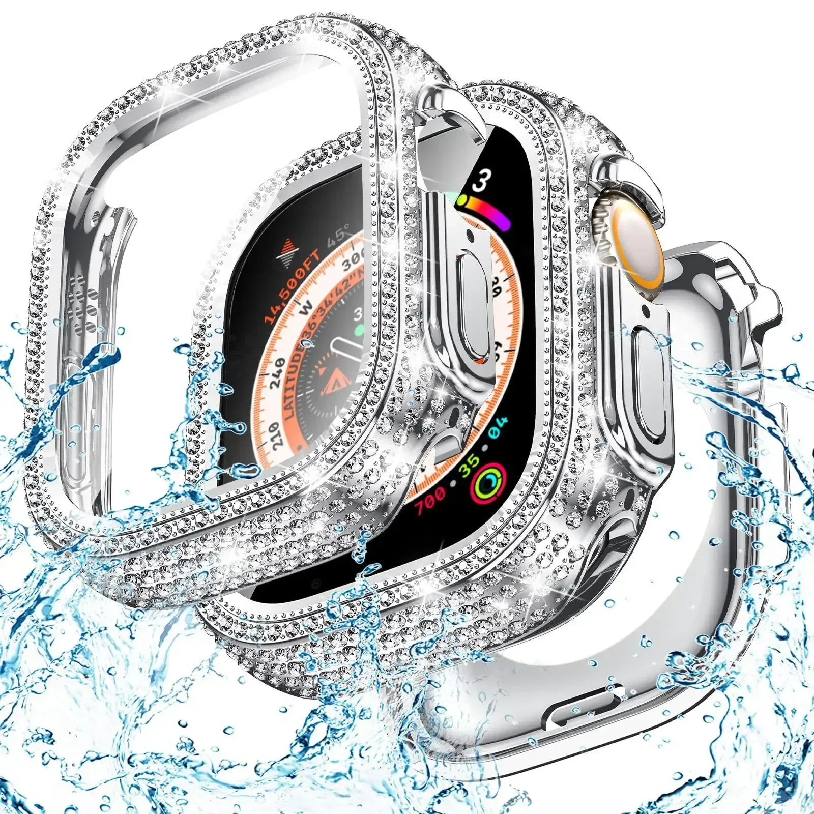 Elegant Diamond Bling Apple Watch Bumper with Screen Protector