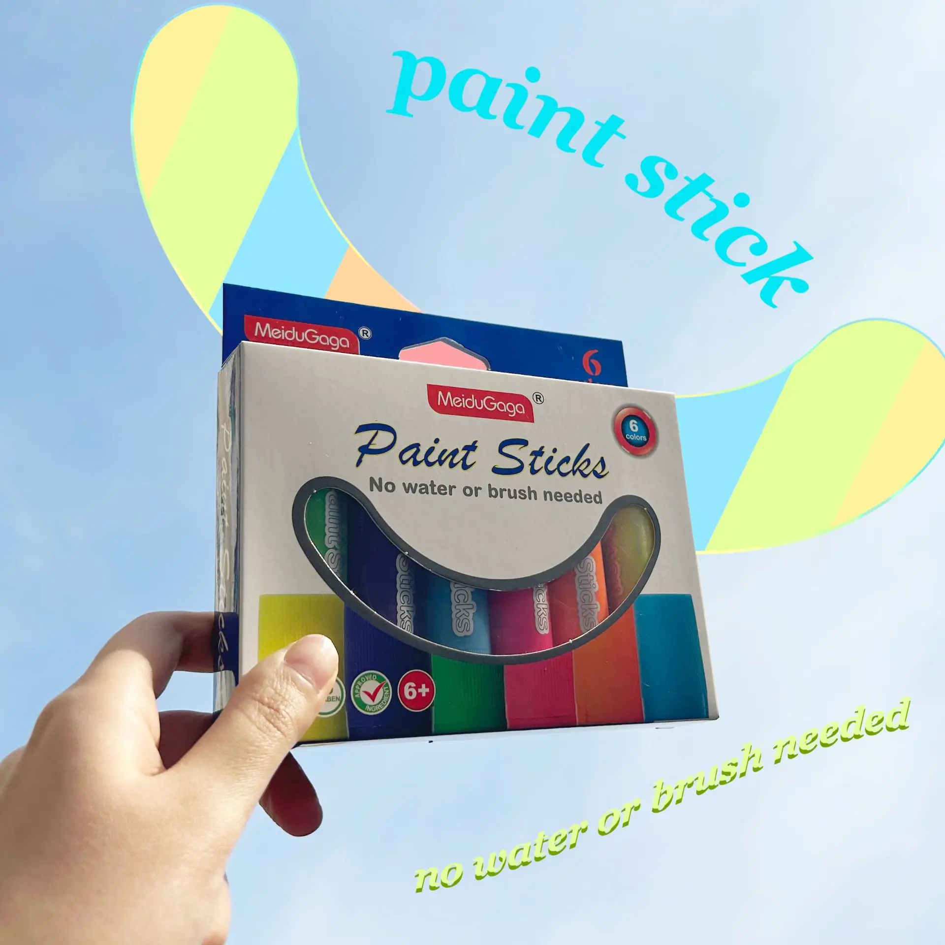 Fluorescent 6-color Quick-drying Crayon Flash Stick