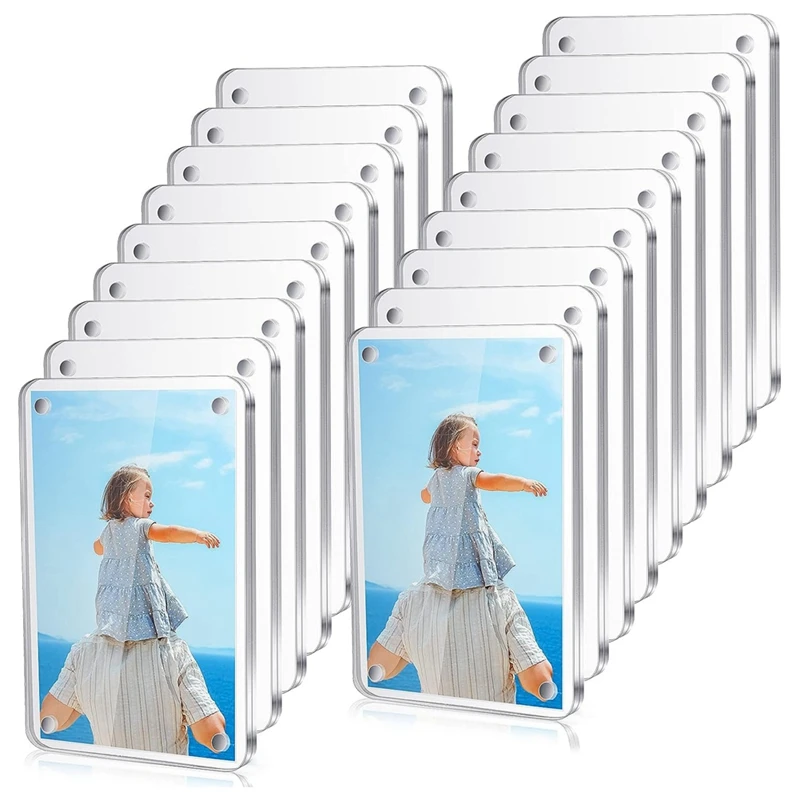 18-pcs-photo-frame-polaroid-frame-mini-double-sided-refrigerator-magnet-picture-frame-clear-frameless-display-frame