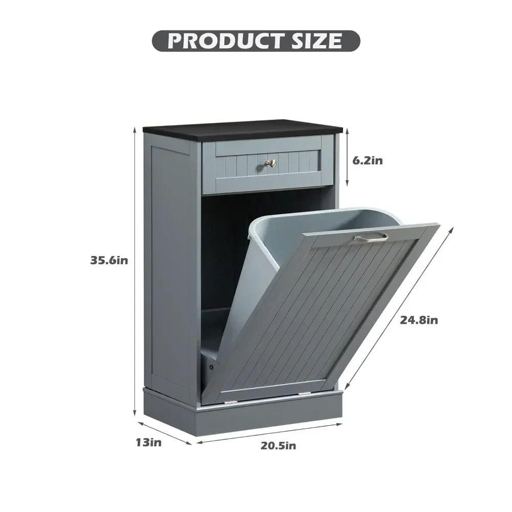 Kitchen Tilt Out Trash Cabinet Upgrade Wooden Free Standing Trash Cabinet with Hideaway Drawer 10 Gallon Cabinet Kitchen
