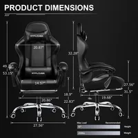 Gaming Chair, Computer Chair with Footrest and Lumbar Support, Height Adjustable Game Chair with 360°-Swivel Seat and Headrest 2