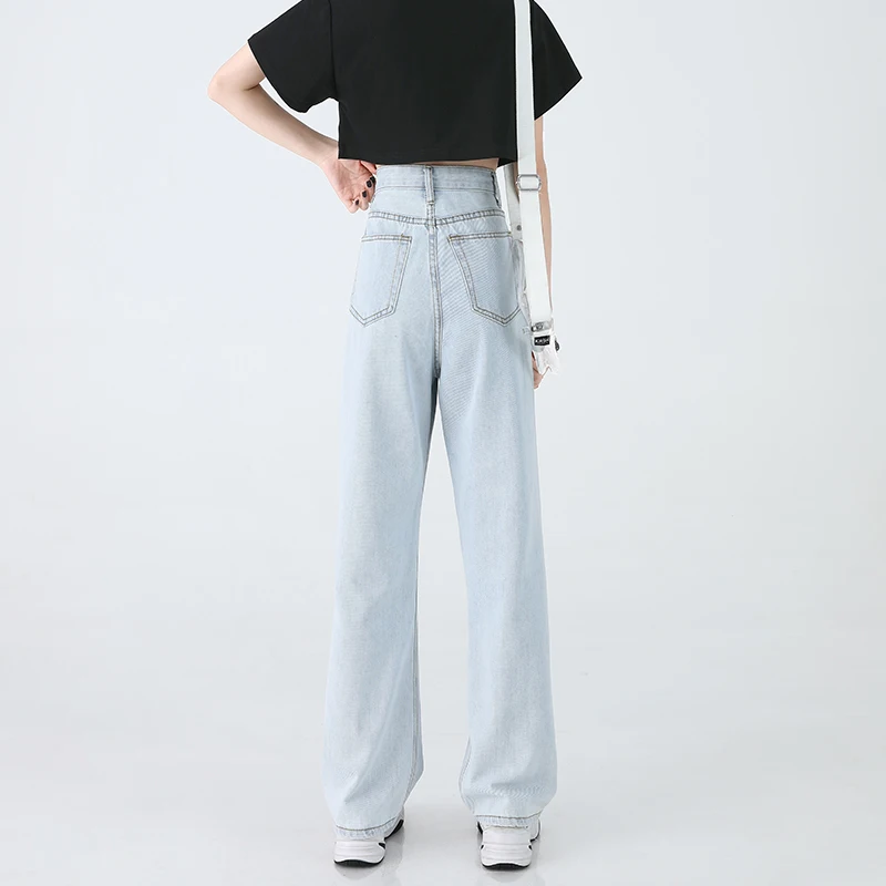 Female Korean Fashion Light Color Wide Leg Jeans Women'S Spring Summer 2022 New High Waist Slim, Loose, Vertical And Flat Pants baggy jeans Jeans