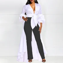 

White Blouse Women Shirt Long Sleeves 2022 Spring New Sexy Deep V Neck Elegant Asymmetric Fashion Formal Party Female Top Blouse