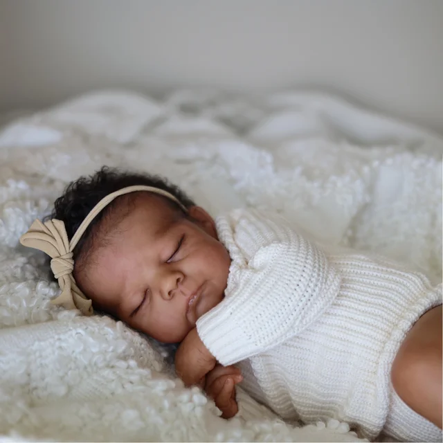 50 CM Vinly Limbs Cloth Body Asleep Reborn Baby Doll Toy For Girl Lifelike Black Skin Doll Birthday Gift Play House Toy 2