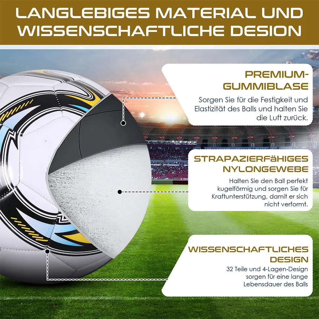 World Football Soccer Balls Official Size5 Machine Sewing PVC Seamless Wearproof Anti-slip Outdoor Match Game Football Training 5