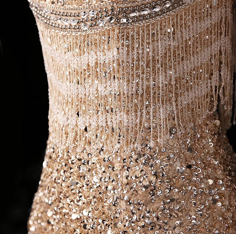 New Arrival 2022 Jewel Collar Delicate Beaded Mermaid Evening Dresses Custom made Long Gold Formal Long Gowns red evening dress