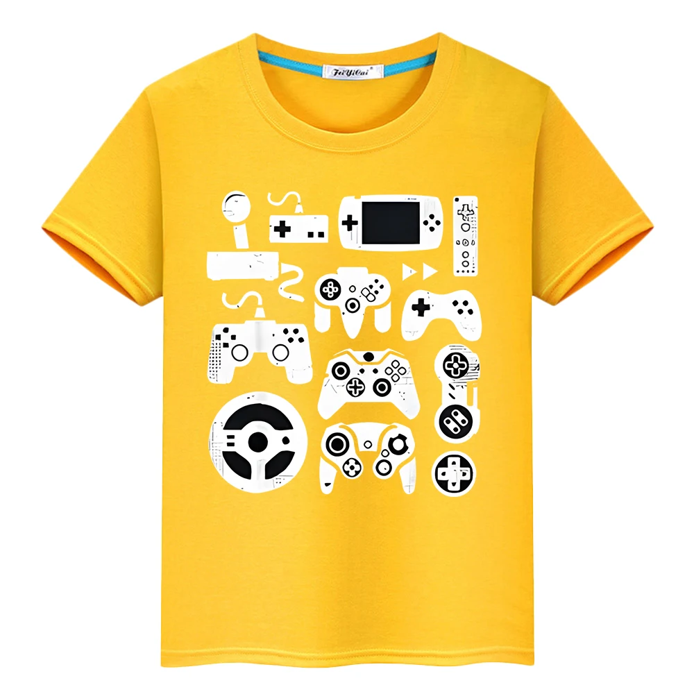 gamepad Print 100%Cotton Kawaii T-shirt anime Tees y2k one piece boy Summer Tops pride tshirt Cute Short girls kids clothes gift images - 6