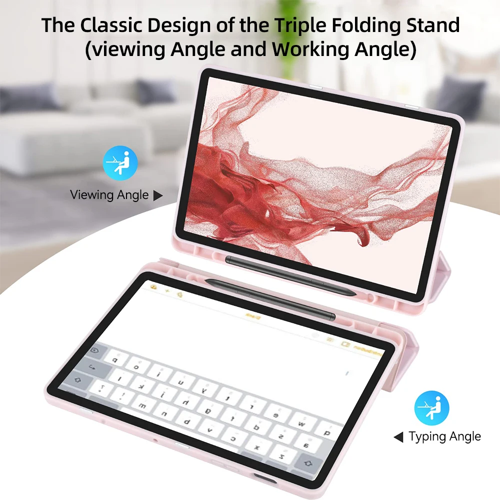 For Samsung Galaxy Tab Case For Tab S8 Ultra 14.6 S8 Plus S7 Plus S7 FE 12.4 S7 S8 11 S6 Lite 10.4 With Pen Slot Tablet Cover 3