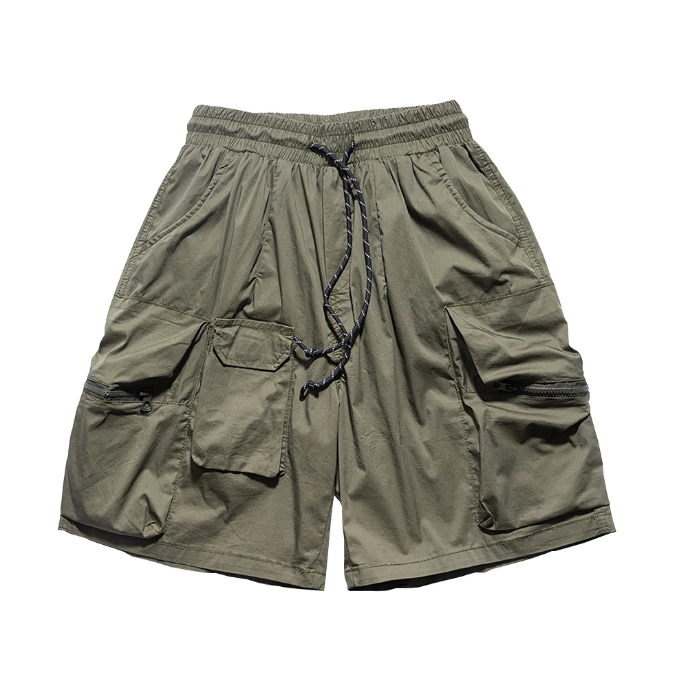 

TDFR Multi-Pocket Cargo Shorts Mens Summer Safari Style Solid Color Knee-length Shorts Casual Loose Half Pants Men