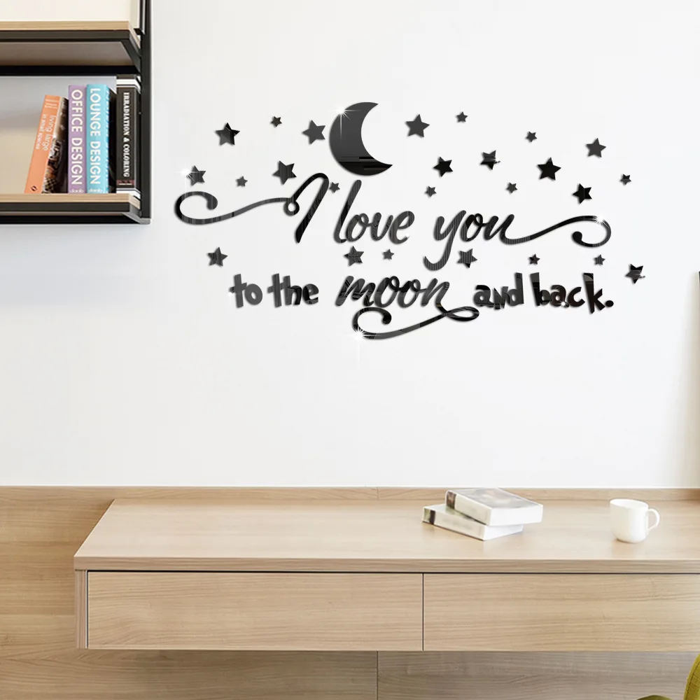 Star Moon Acrylic 3D Stereo Mirror Wall Sticker for Bedroom Living Room Children's Room Decoration Ideas