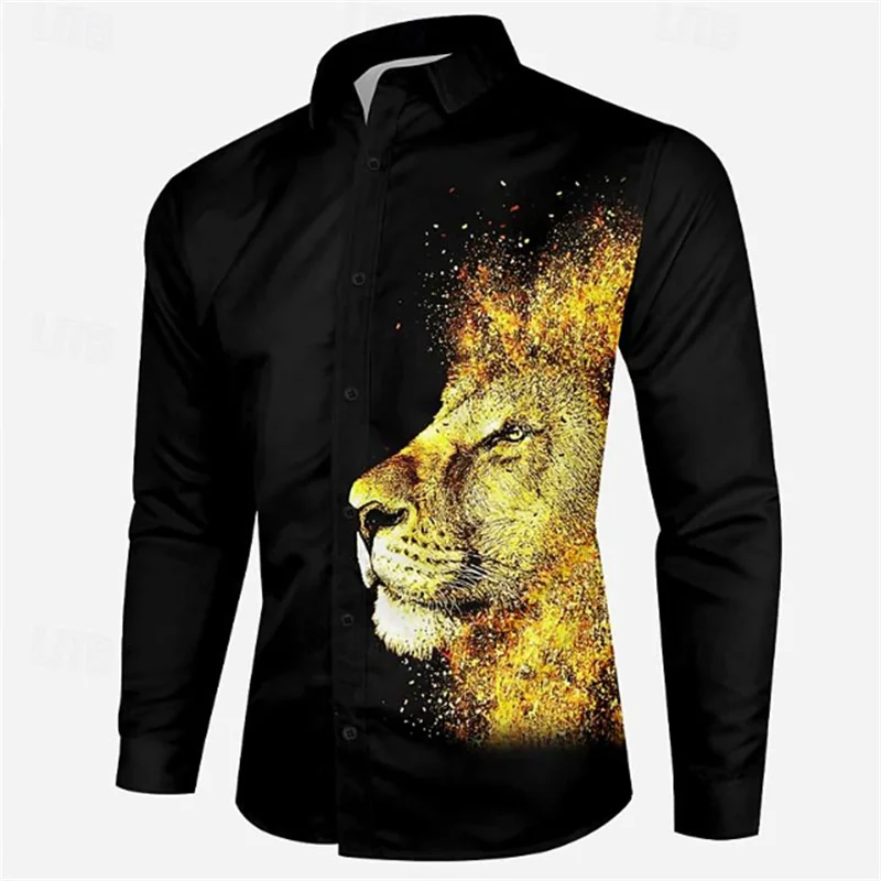 Camisas Vaqueras Para Hombre Manga Larga Camisa De Manga Larga Con Estampado Digital 3D Y