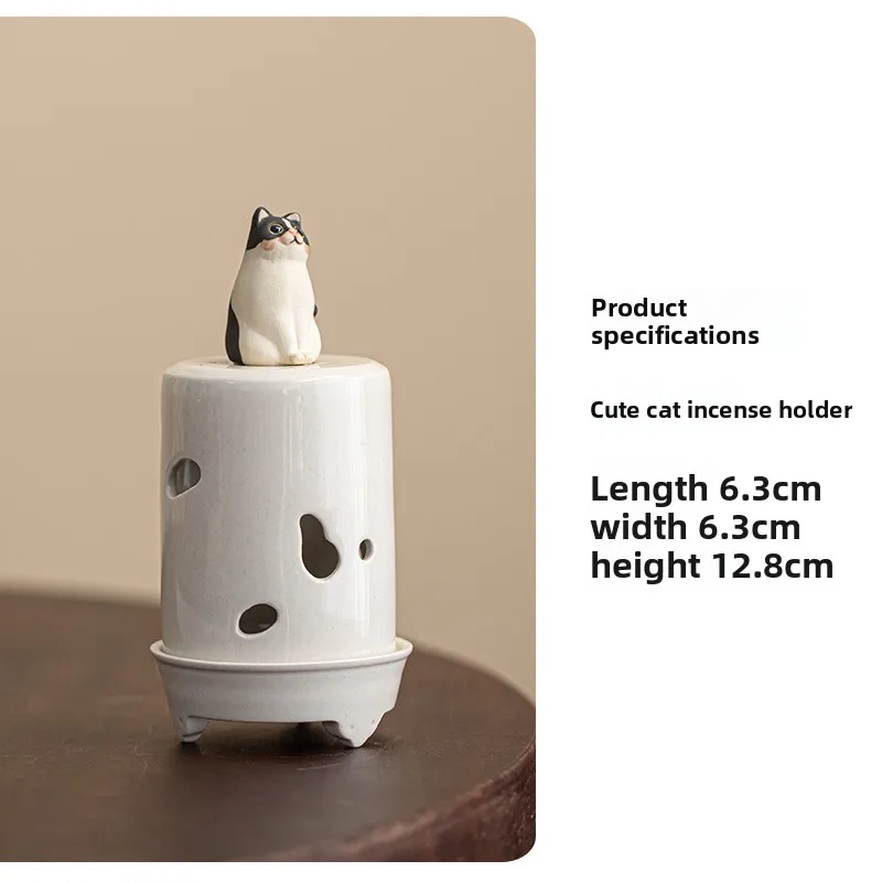 Ash Glaze Ceramic Incense Burner Song Dynasty Style Small Coil Holder for Tea Room Zen Meditation Sandalwood Aromatherapy Decor