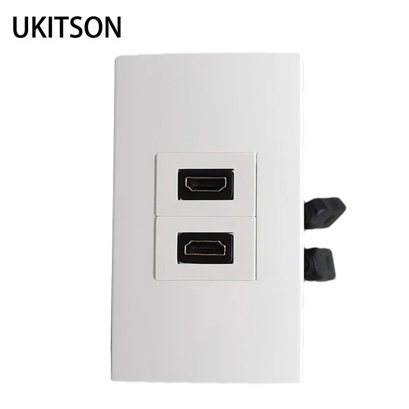 

Two Gangs HDMI2.0 US Wall Panel Socket With 20cm Extension Wire HDMI Directly Plug For CA USA South America Faceplate