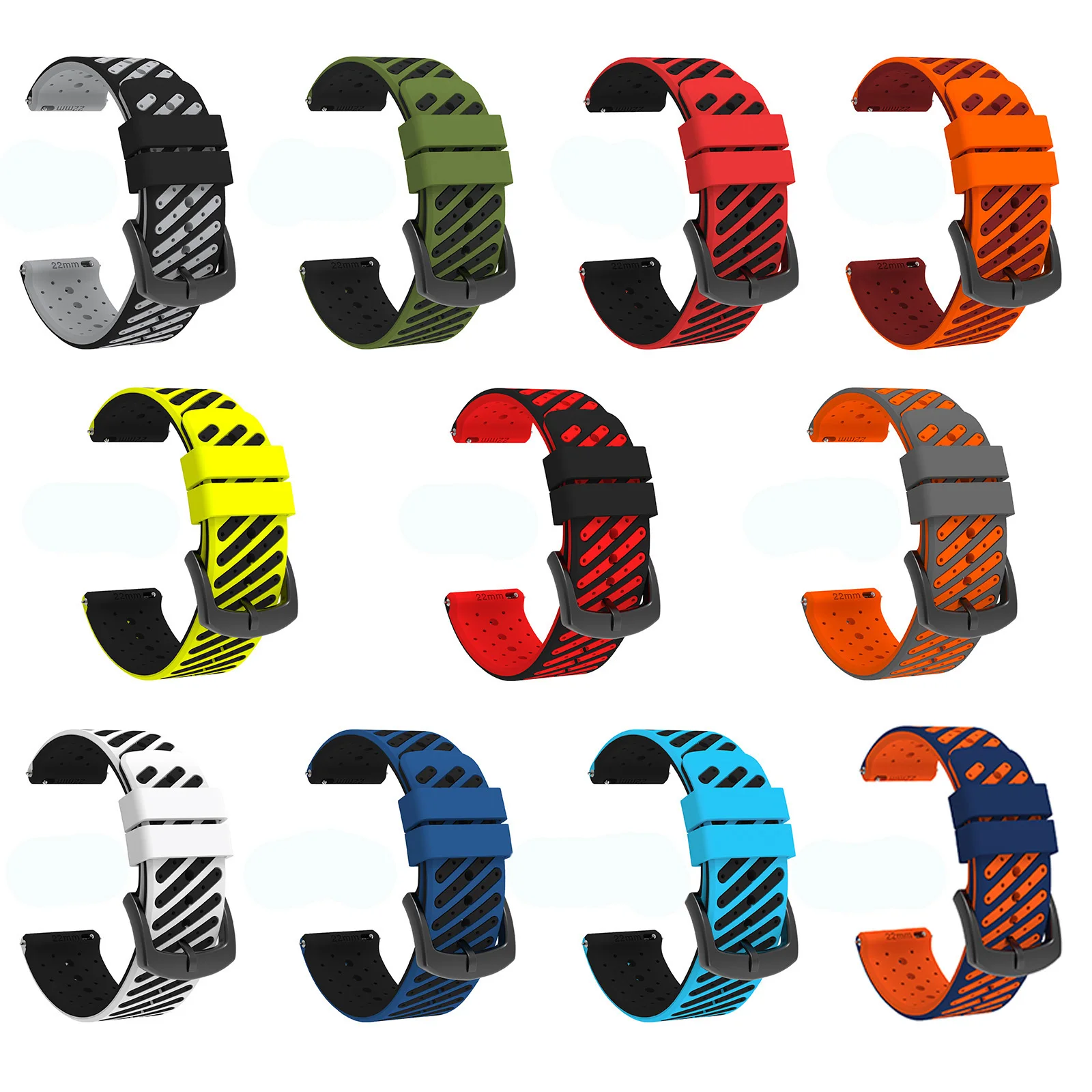 Premium 22mm Silicone Smartwatch Replacement Strap - Durable Wristband Bracelet