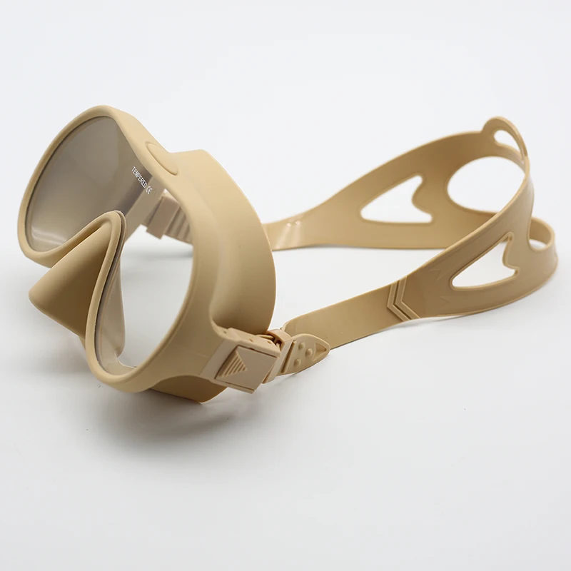 Khaki Tempered Glass Freediving Mask Snorkeling Set Foldable snorkel Diving Mask 프리다이빙 m&aacute;scara buceo 스노클링 프리다이빙 스노클링 마스크