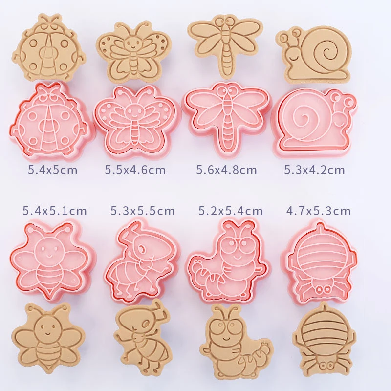 Cookie Cutters 8 Pcs/set Plastic 3D Insect Shape Biscuit Mold