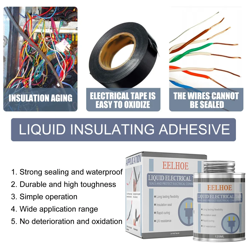 125ml Liquid Insulation Electrical Tape Tube Paste Fast Rubber Fixed Dry Insulating Sealing Glue Waterproof UV Protection Electrical Tape Electrical Insulating Tape Electrical Repair Liquid Electrical Sealant
