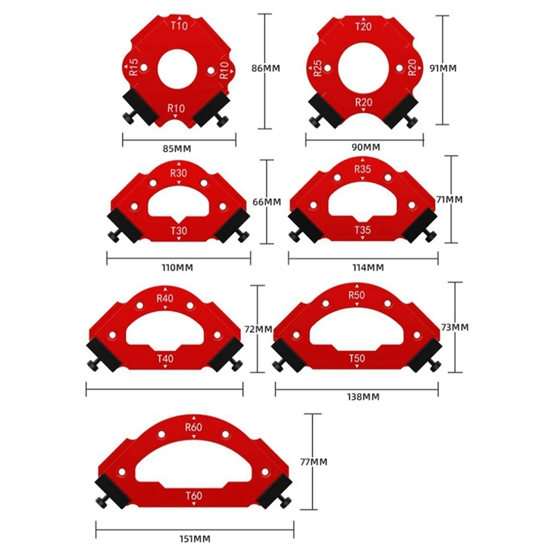 Woodworking Inner/Outer Corner RT Gauge Electric Router Cutting Fillet Template Wood Board Chamfering Positioning Mold