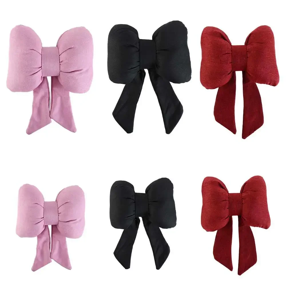 Cute Ribbon Bow Car Neck Pillow - Comfortable Adjustable Cotton Headrest Cushion