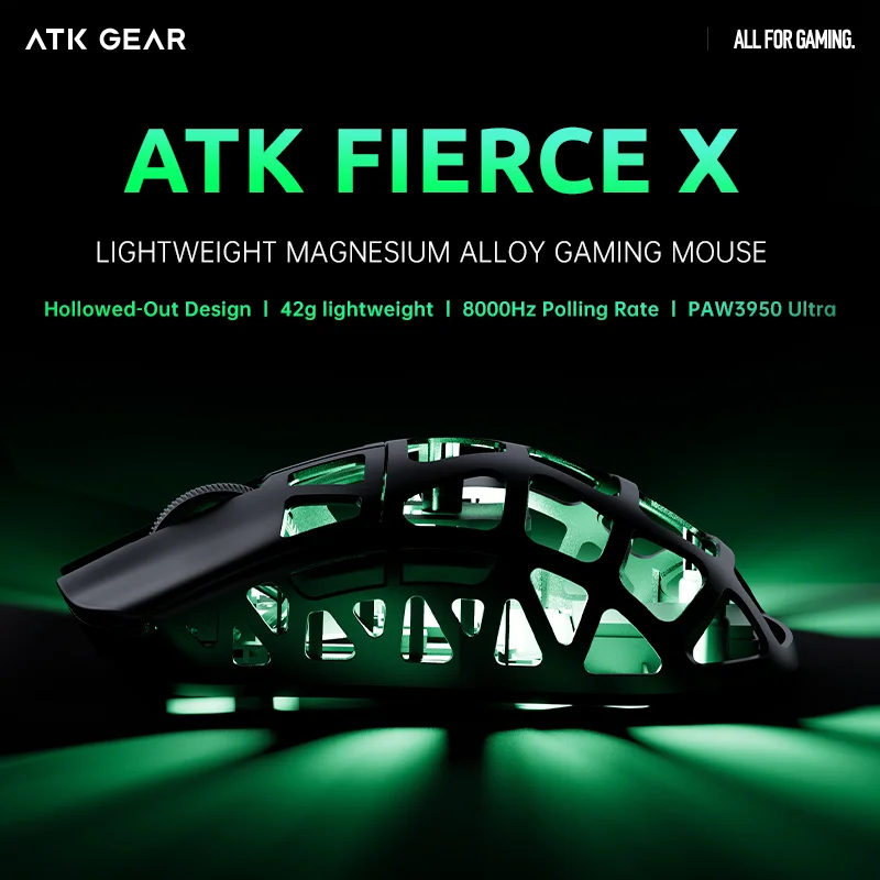 42g ATK FIERCE X 8K Wlmouse極類似 42g ATK FIERCE X 8K Wlmouse極類似 Ultra-lightweight 42g x 8K