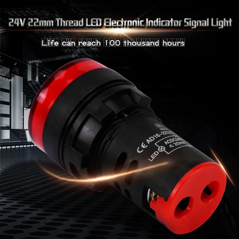 10개 AC/DC 24V 22mm 스레드 LED 전자 표시등 신호등