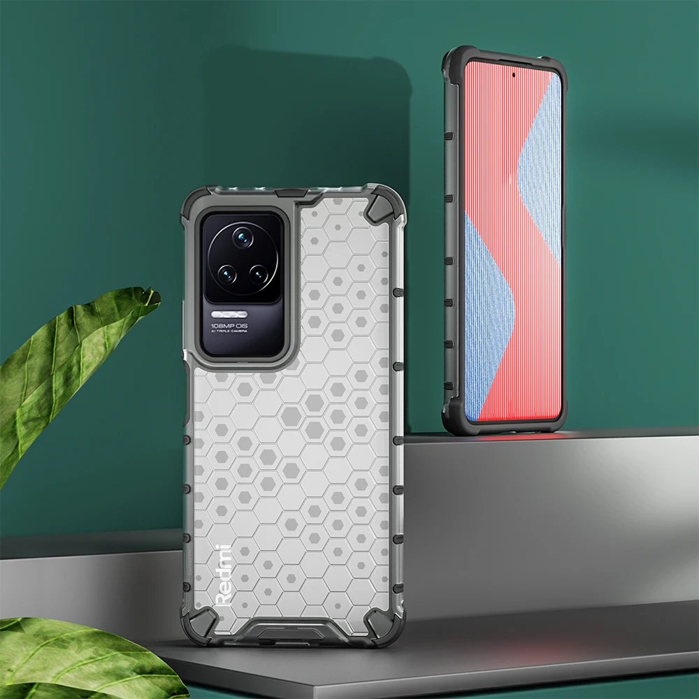 KEYSION ütésálló páncéltok POCO F4 GT F3 5G átlátszó méhsejt telefonhoz hátlap Xiaomi Redmi K50 Gaming K4 készülékhez_voghion.com
