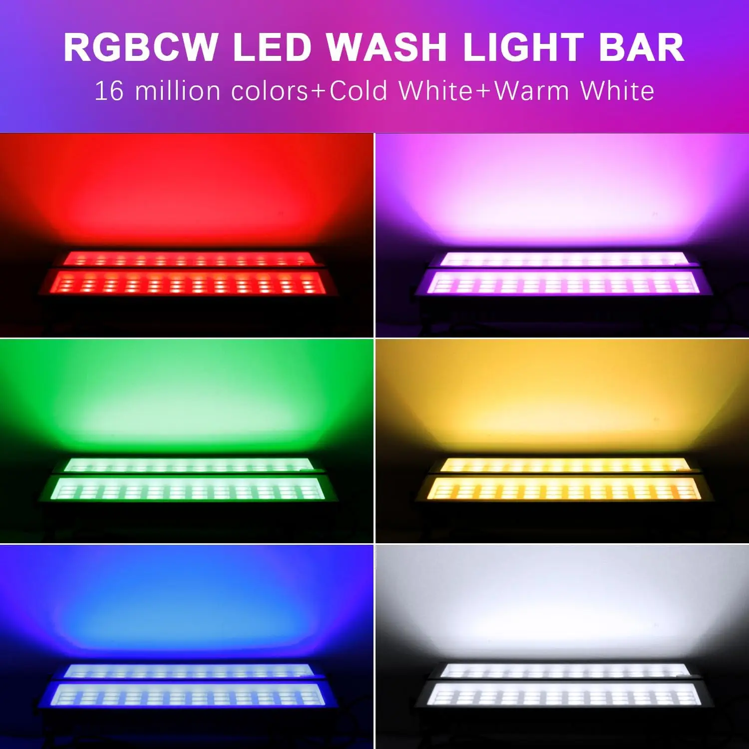 144W LED 무대 조명 바 RGB 스마트 월워셔 방수 DJ 램프 (앱 및 리모컨 포함) - 축제, 결혼식, 파티 조명용