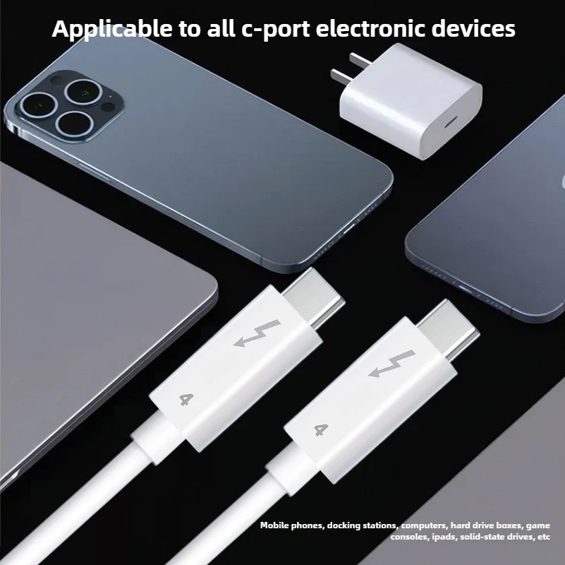 화이트 PD240W 8K 60Hz USB-C to USB-C 고속 충전 케이블 USB4 데이터 케이블 40Gbps 썬더볼트 4, 3 USB 3.2 3.1 호환