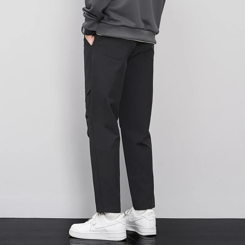 Men's Casual Solid Pockets Patchwork Elastic High Waisted Sports Small Foot Workwear Trousers Fashion Spring Autumn Pants