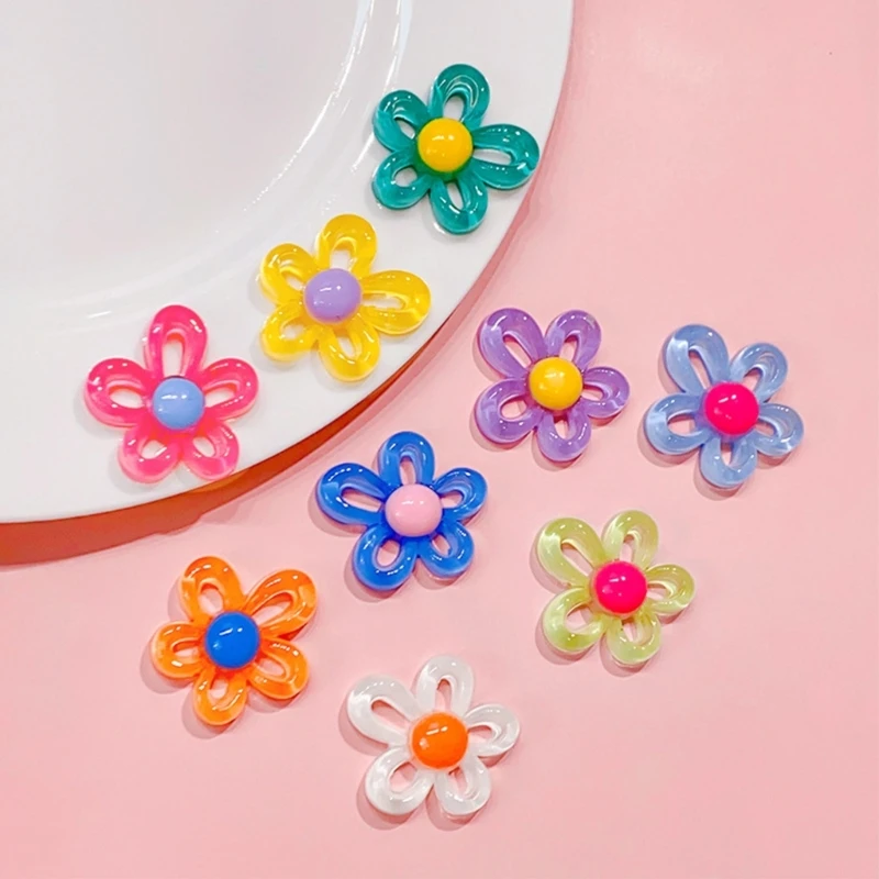 

10 Color 31x29mm Irregular Small Flower Charm Pendants for Women DIY Colorful Flower Jewelry Necklaces Making Findings