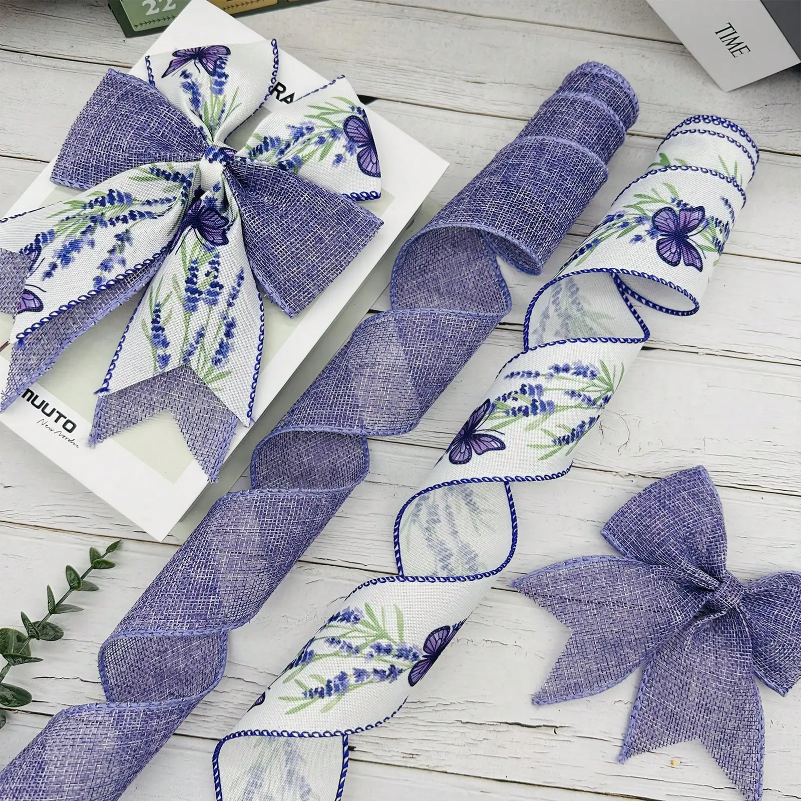 Lavender Butterfly Pattern Decorative Ribbons for Gift Wrapping & Floral Arrangements