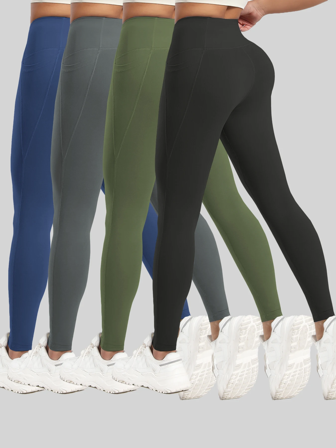 CHRLEISURE 1/3/4 PCS Seamless Yoga Pants High Waist Butt Lifting Workout Tights with Pockets Slim Elastic Women Fitness Leggings