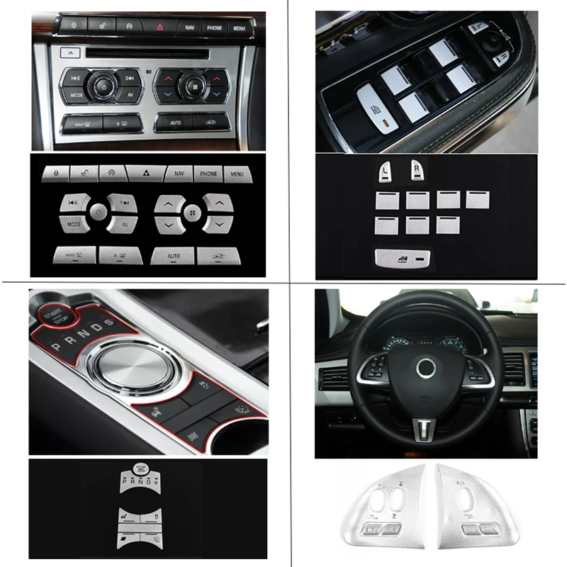 For Jaguar Xf Accessories Removable Aluminum Alloy Steering Wheel Multifunction Button Stickers