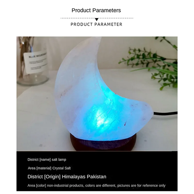 LA-히말라야 크리스탈 소금 램프 USB LED 달 모양 소금 크리스탈 램프 분위기 조명