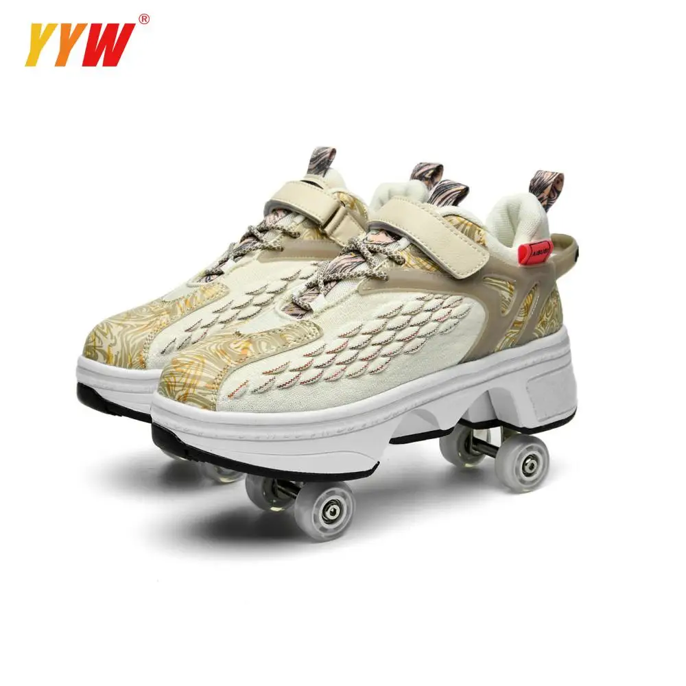 Sneakers Deformation Roller Skate Shoes Parkour Roller Shoes