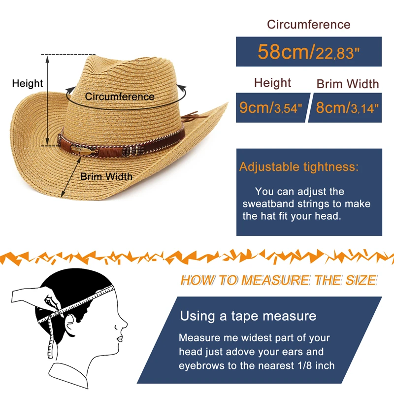 Western Cowboy Sun Hat Wind Lanyard For Men Women Wide Brim Straw Hat Beach Cap Panama Fishing Fisherman Cap Summer Hats GEMVIE