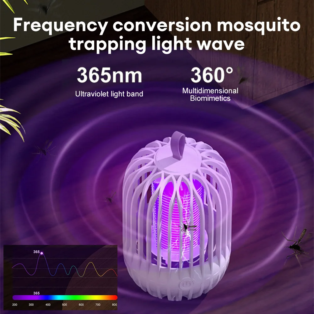 Electric Shock Mosquito Killer Lamp Insect Trap USB Rechargeable Anti Mosquito Cage Pest Control Home Outdoor Fly Trap Repellent