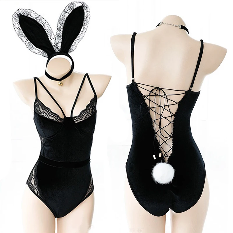 Erotic Outfit for Woman Bunny Girl Sexy Anime Cosplay Costume Rabbit Bodysuit Wrapped Chest Sweet Gift for Girlfriend 3 Colours