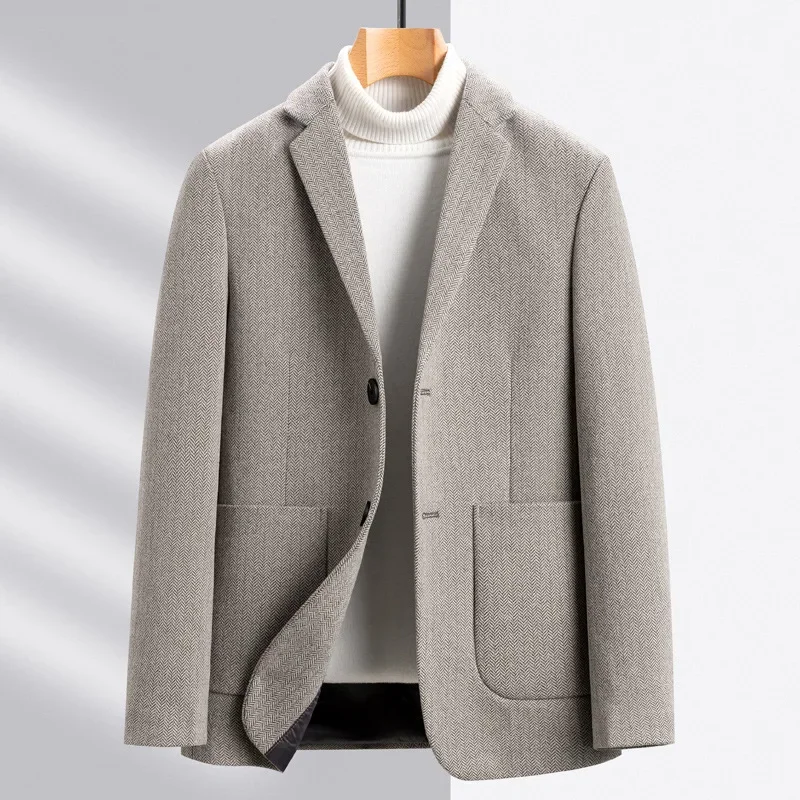 Tailor-made Suits Woolen Blazer Jacket Men's Spring Autumn New Casual Suit Trendy Fashion Men's Woolen Blazer Coat Clothing