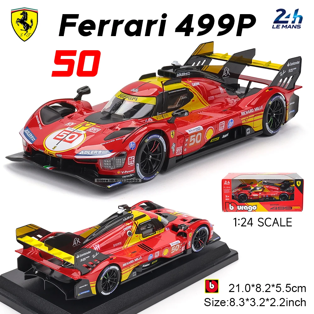 Bburago 1:24 2024 فيراري 499P LMH صيغة سباق 250GTO FXXK 458 سبيكة فاخرة مركبة دييكاست سيارات لعبة مجسمة جمع هدية